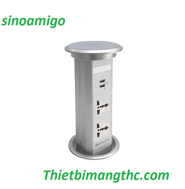Bộ ổ cắm điện âm bàn Sinoamigo SMT-2 mở nắp Bằng điện cao cấp